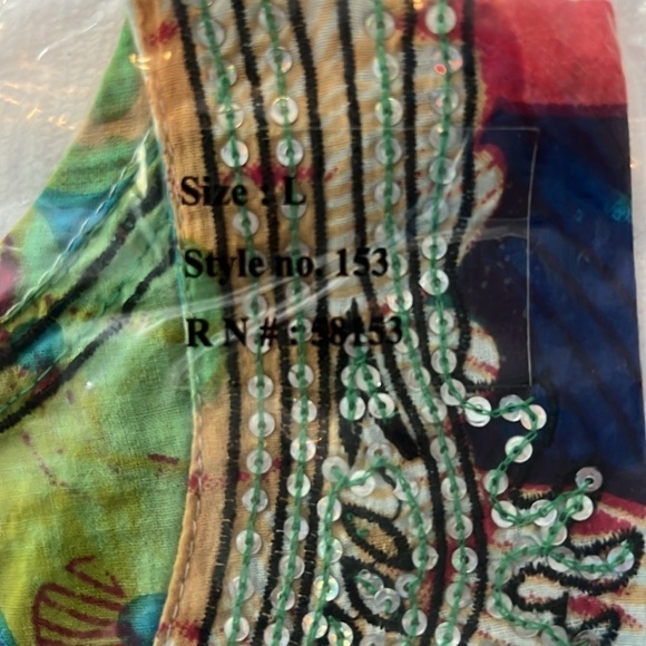 RAGA Colorful Boho Cotton Long Sleeve V-neck Tunic w/Sequins Size Large NWT! - Picture 2 of 9